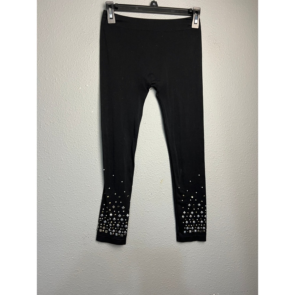 Lilly Lou Womens Black Studded Leggings and Capri Pants Set Size PS 58410 2 Pack